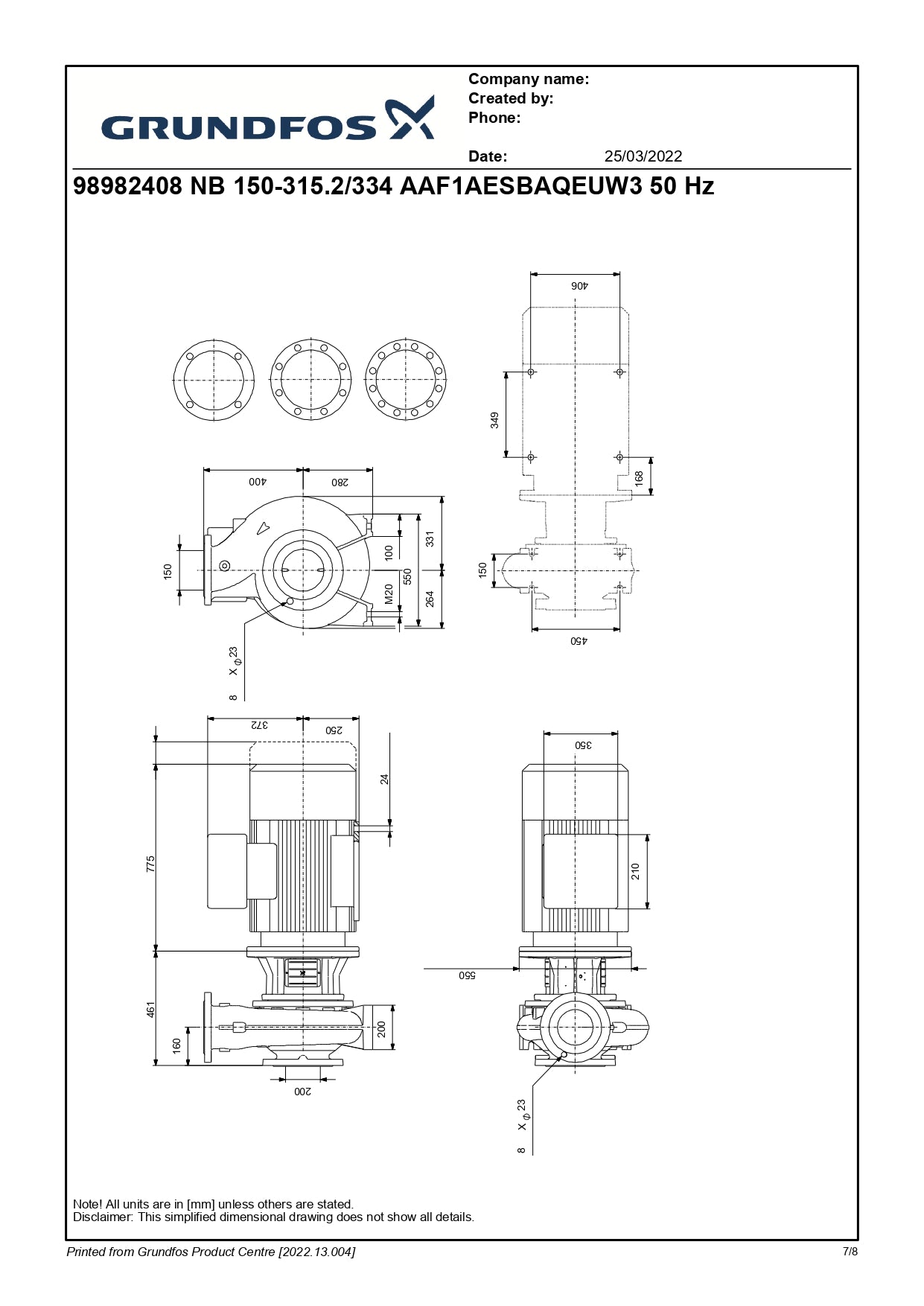 GRUNDFOS Secondary Chilled Water Pump NB 150-315.2/334 AAF1AESBAQEUW3, 4 Years Warranty