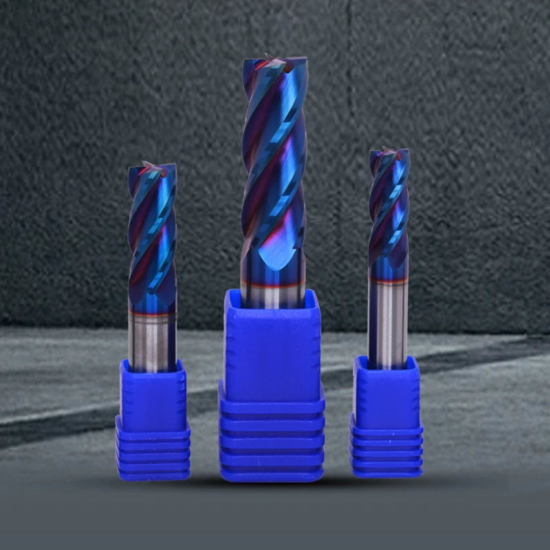 SME Tools HRC70 Tungsten Steel Flat End Mills Coating Blue Nano CNC Tools  Milling Cutter Solid Carbide Milling Bit 4 Flute Router Bits