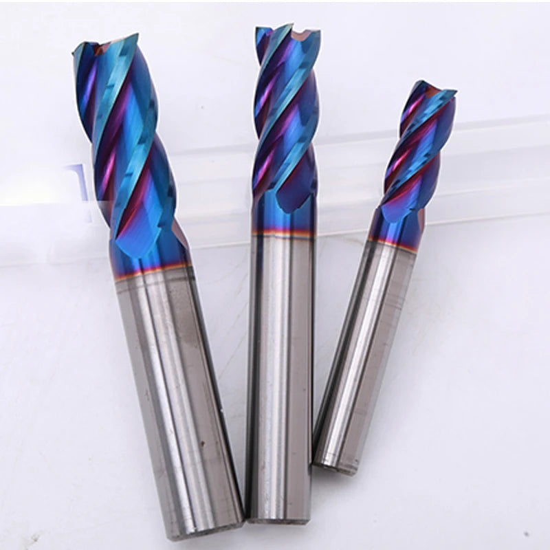 SME Tools HRC70 Tungsten Steel Flat End Mills Coating Blue Nano CNC Tools  Milling Cutter Solid Carbide Milling Bit 4 Flute Router Bits