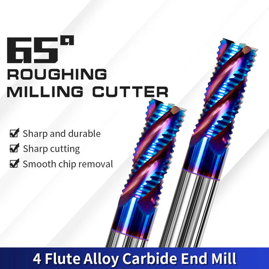 SME Augusttools HRC65 Roughing End Mill Carbide 4 Flutes Router Bits Tungsten Steel Milling Cutter 4mm 6mm 8mm 10mm 12mm CNC Tools