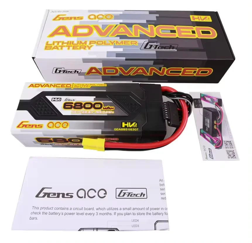 Gens Ace 6800mAh 22.8 V 100C 6S1P HardCase Lipo Battery Pack with customize Plug for FPV racing drones