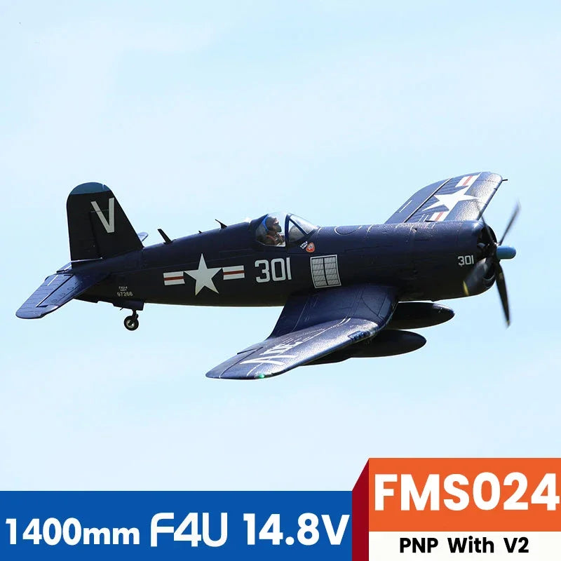 SME Store FMS024 Airplane 1400mm F4U Blue PNP Radio Control Warbird Outdoor RC Foam Assembly Model Plane Aircraft Outdoor 8 Minutes