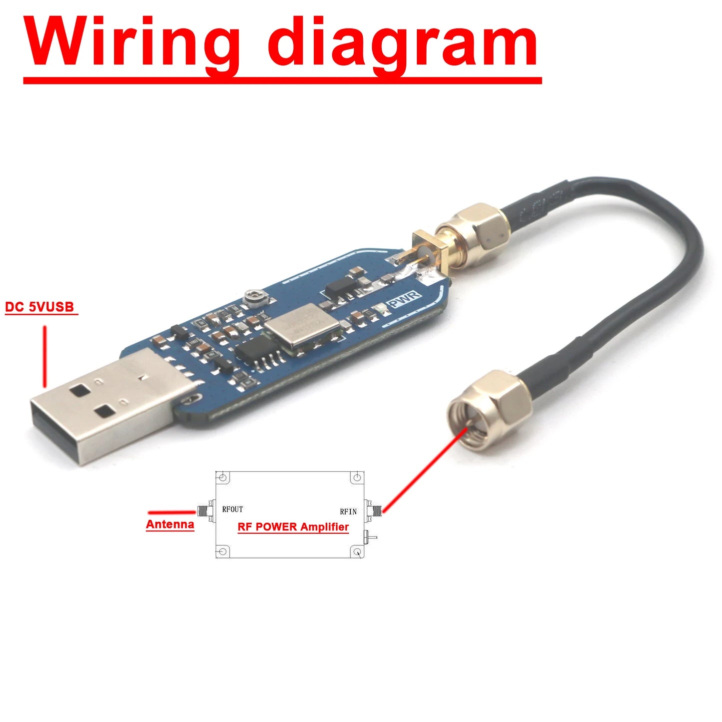 RF USB Sweep Frequency JAM Source 70-120m 700-800M 900M 1.5G 2.4G 5.8G FOR WIFI Bluetooth FM Radio UAV Drone RF POWER Amplifier