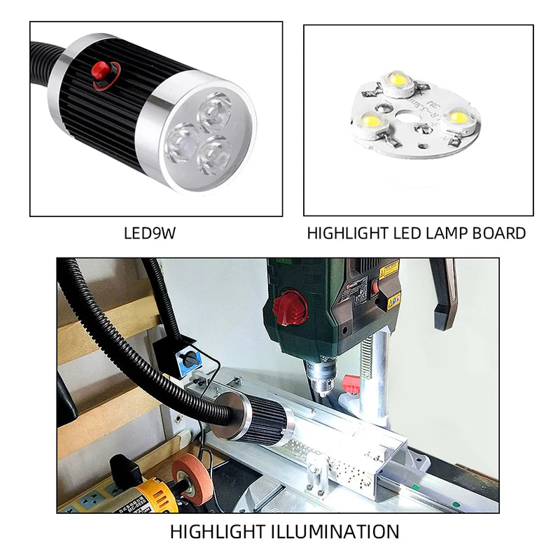 SME TOOLS WJT Led CNC Machine Tool Work Lamp 24v 220v Gooseneck Workshop Working Lights Magnetic / Screw Base Super Bright Industrial Lamp