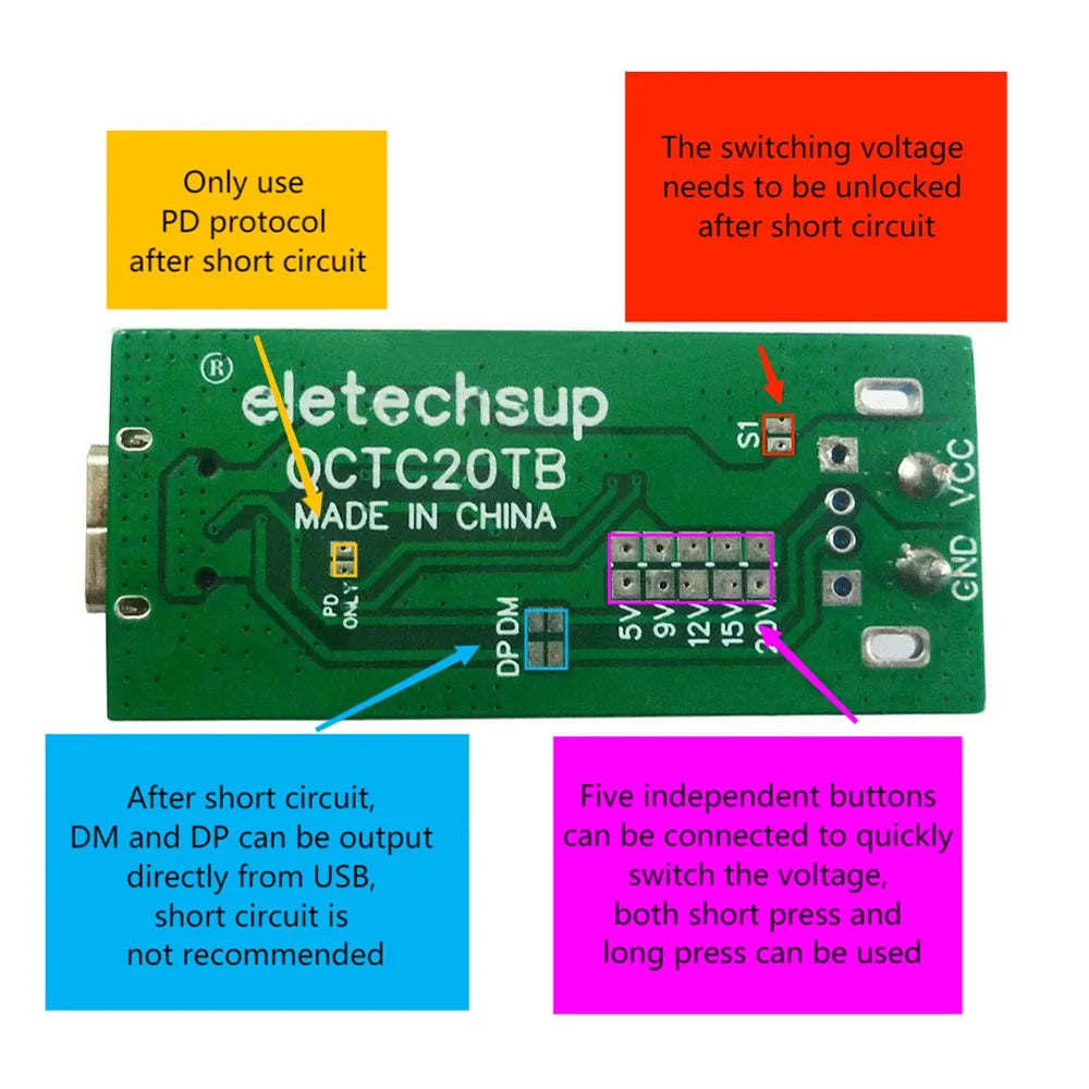 Fast Charge Decoy Trigger Module Type-C PD QC AFC Output Charge Board Module DC 5V 9V 12V 15V 20V For Charger WIFI Router Camera